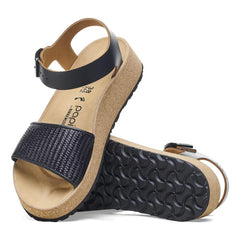 Glenda Raffia Natural Leather/Synthetics - Black