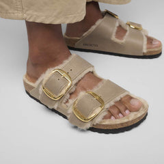 Arizona Big Buckle Shearling Natural Leather Oiled - Tobacco Brown