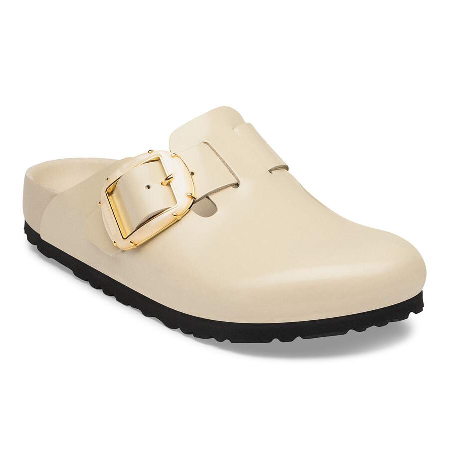 Boston Big Buckle Natural Leather Patent - High-Shine Oyster