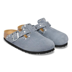 Boston Rivet Suede Leather - Stone Blue