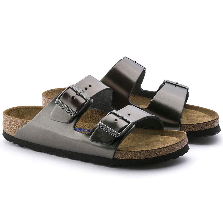 Arizona Soft Footbed Natural Leather - Metallic Anthracite