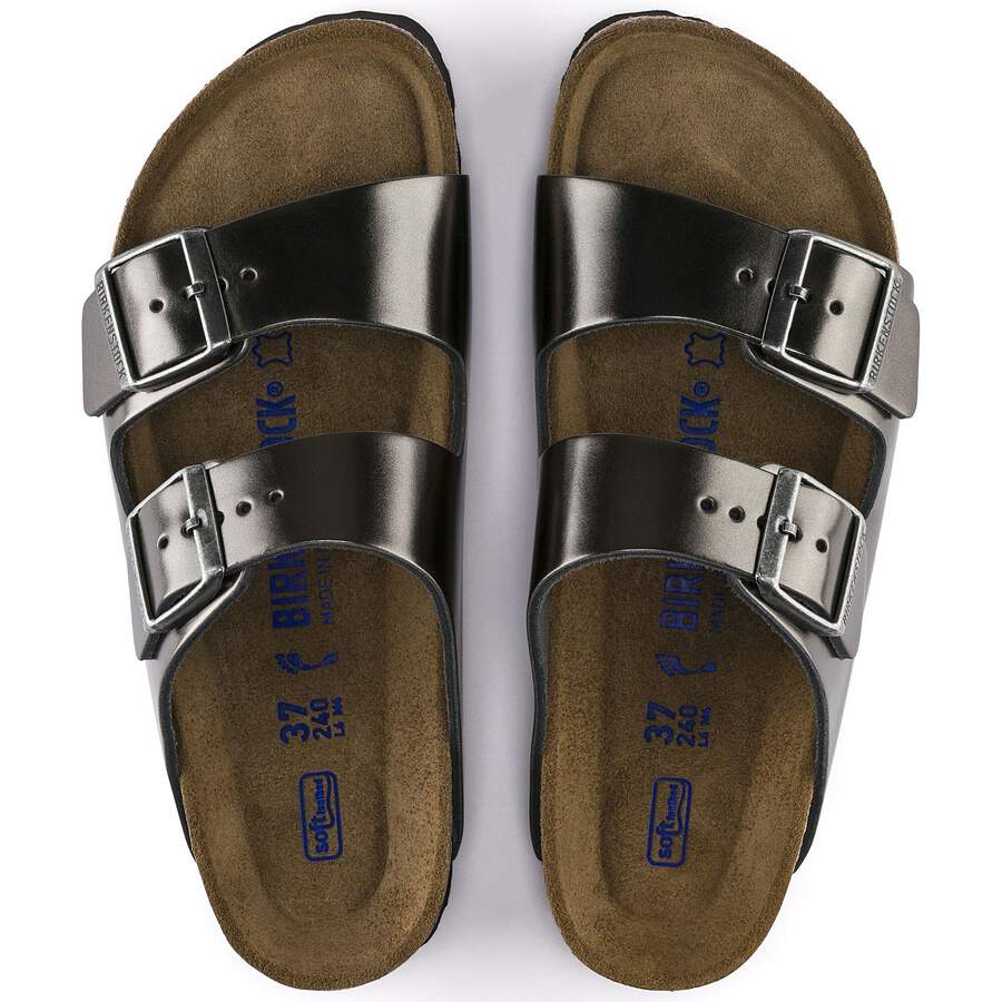 Arizona Soft Footbed Natural Leather - Metallic Anthracite
