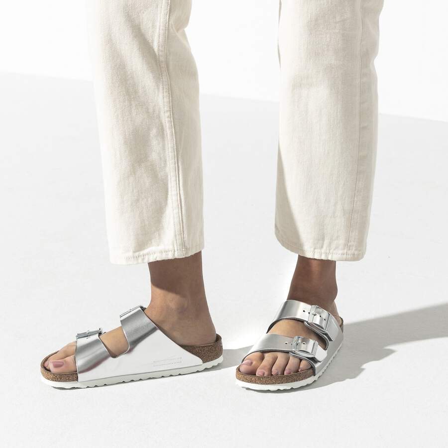 Arizona Soft Footbed Natural Leather - Metallic Silver