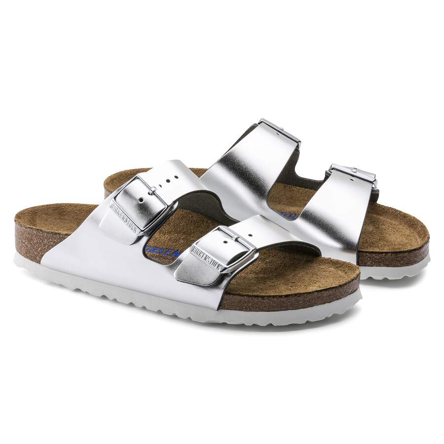 Arizona Soft Footbed Natural Leather - Metallic Silver