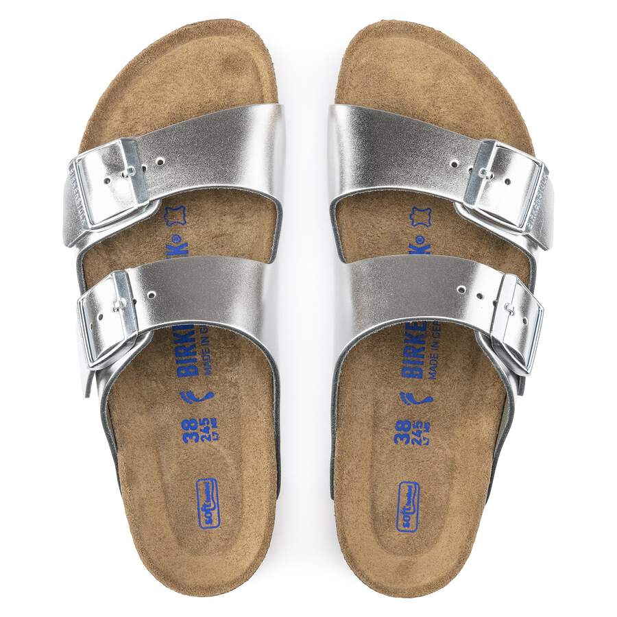 Arizona Soft Footbed Natural Leather - Metallic Silver