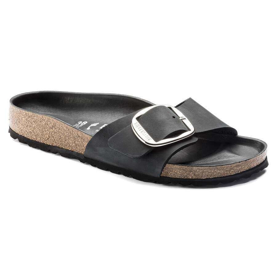 Madrid Big Buckle Natural Leather Oiled - Black