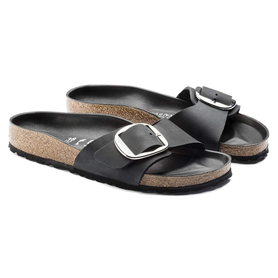 Madrid Big Buckle Natural Leather Oiled - Black