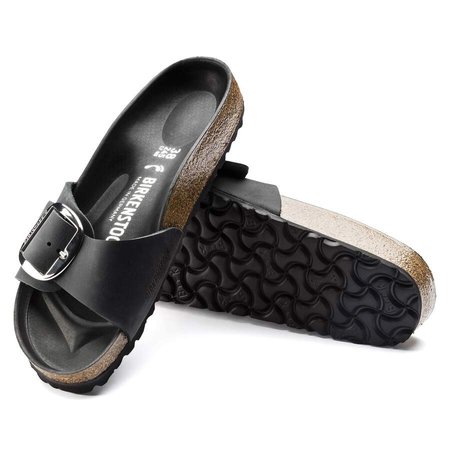 Madrid Big Buckle Natural Leather Oiled - Black