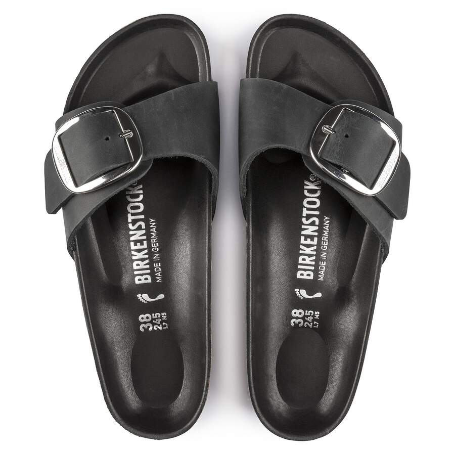 Madrid Big Buckle Natural Leather Oiled - Black