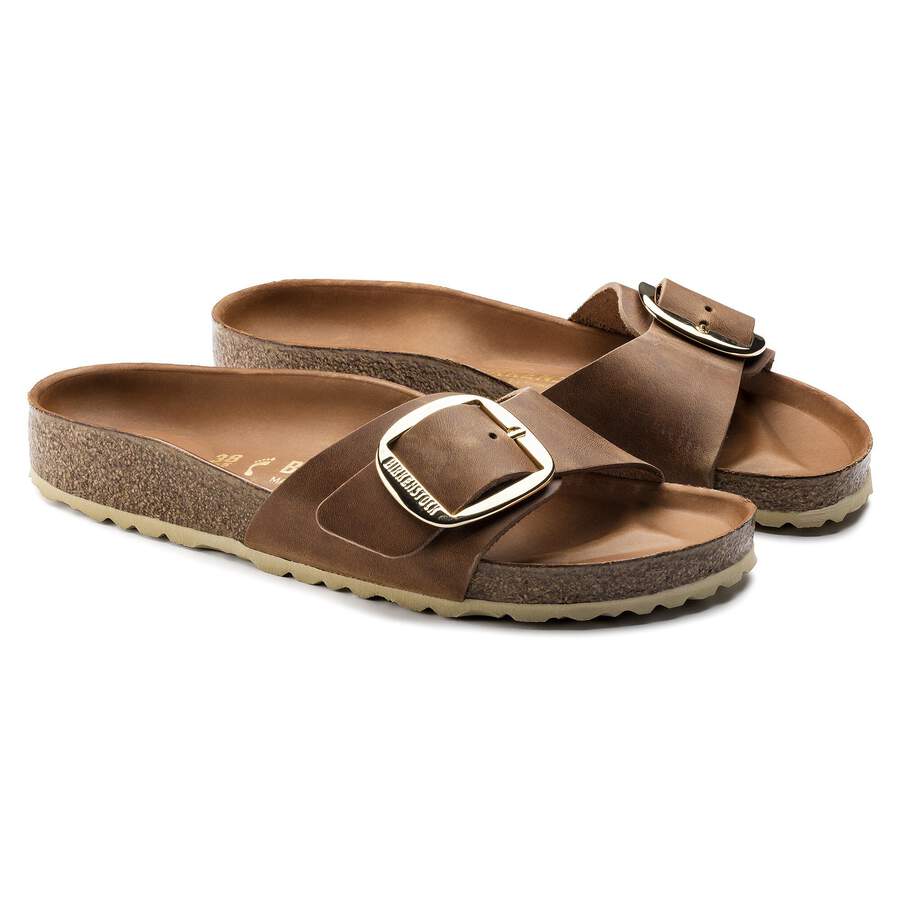 Madrid Big Buckle Natural Leather Oiled - Cognac