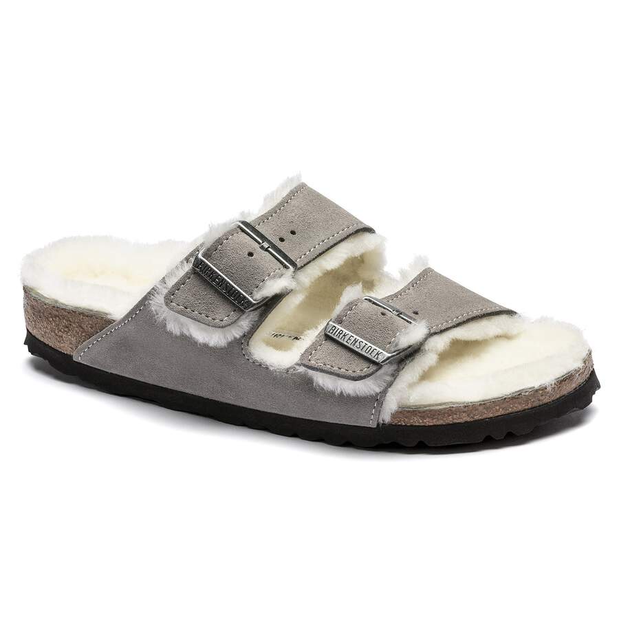 Arizona Shearling Suede Leather/Fur - Stone Coin