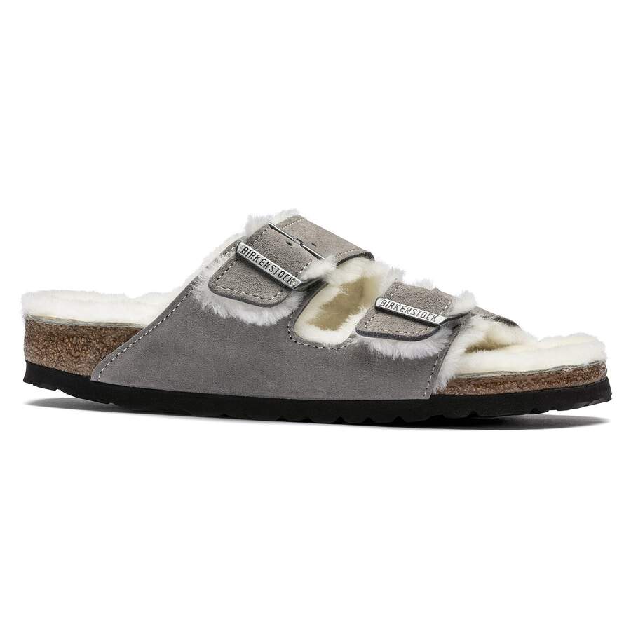 Arizona Shearling Suede Leather/Fur - Stone Coin