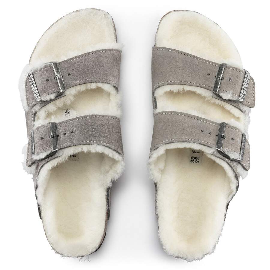 Arizona Shearling Suede Leather/Fur - Stone Coin