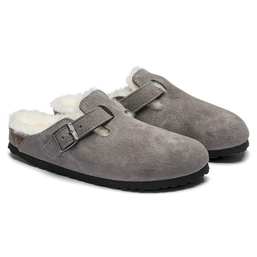 Boston Shearling Suede Leather - Stone Coin