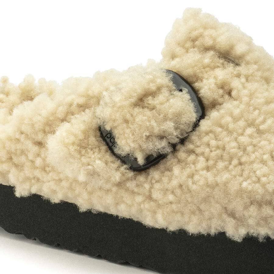 Boston Big Buckle Platform Fur - Teddy Eggshell