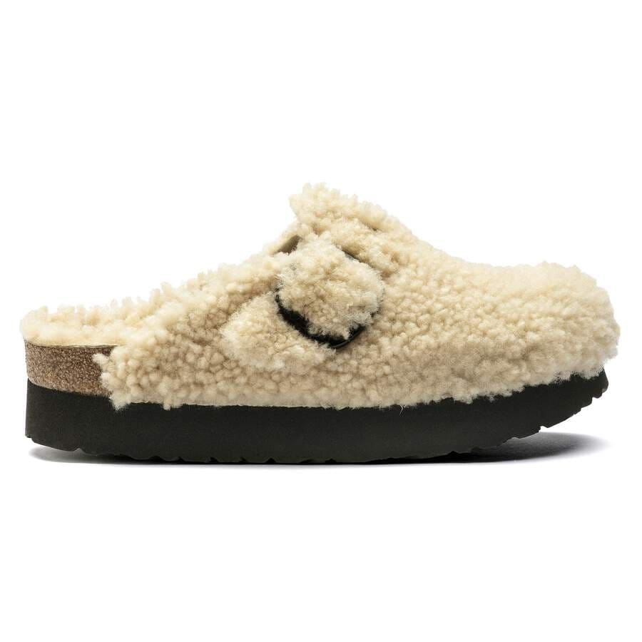 Boston Big Buckle Platform Fur - Teddy Eggshell