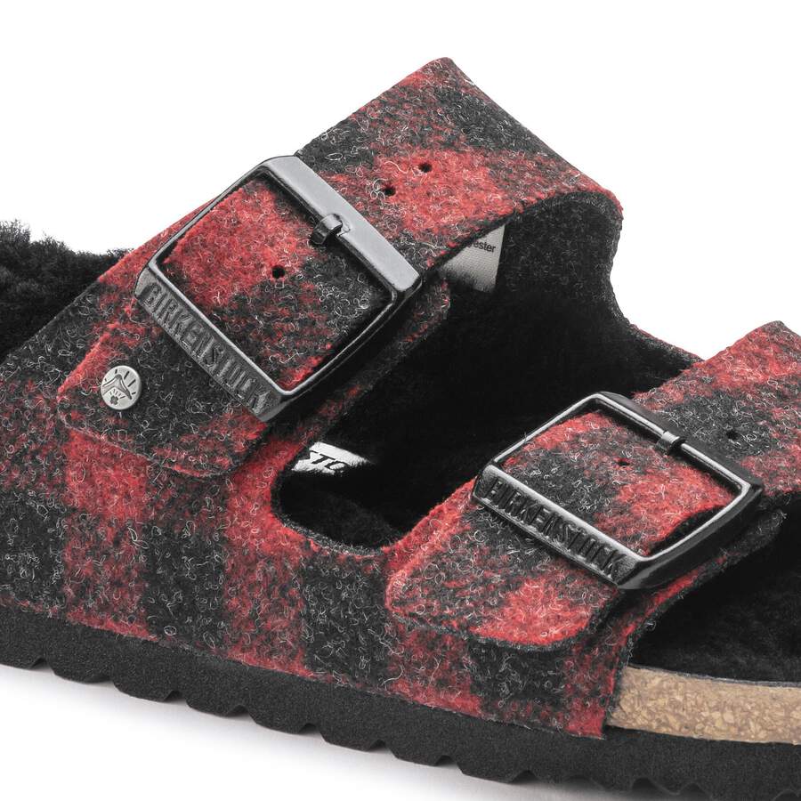 Arizona Shearling Suede Leather/Fur - Plaid Red