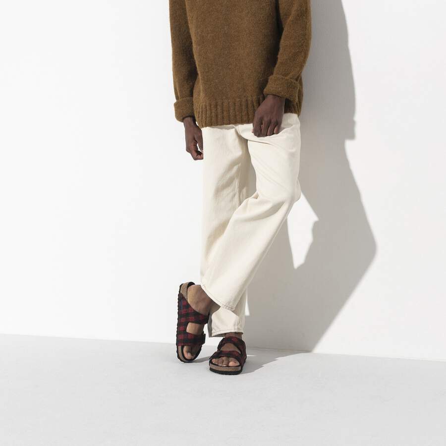 Arizona Shearling Suede Leather/Fur - Plaid Red