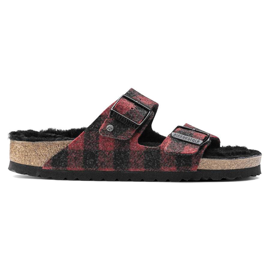 Arizona Shearling Suede Leather/Fur - Plaid Red