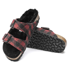 Arizona Shearling Suede Leather/Fur - Plaid Red