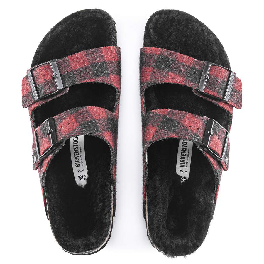 Arizona Shearling Suede Leather/Fur - Plaid Red