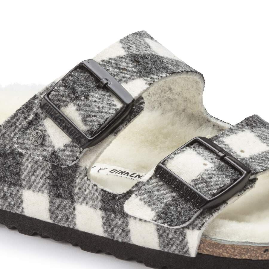 Arizona Shearling Suede Leather/Fur - Plaid White