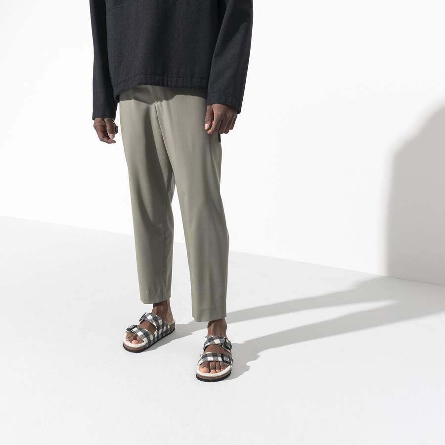 Arizona Shearling Suede Leather/Fur - Plaid White