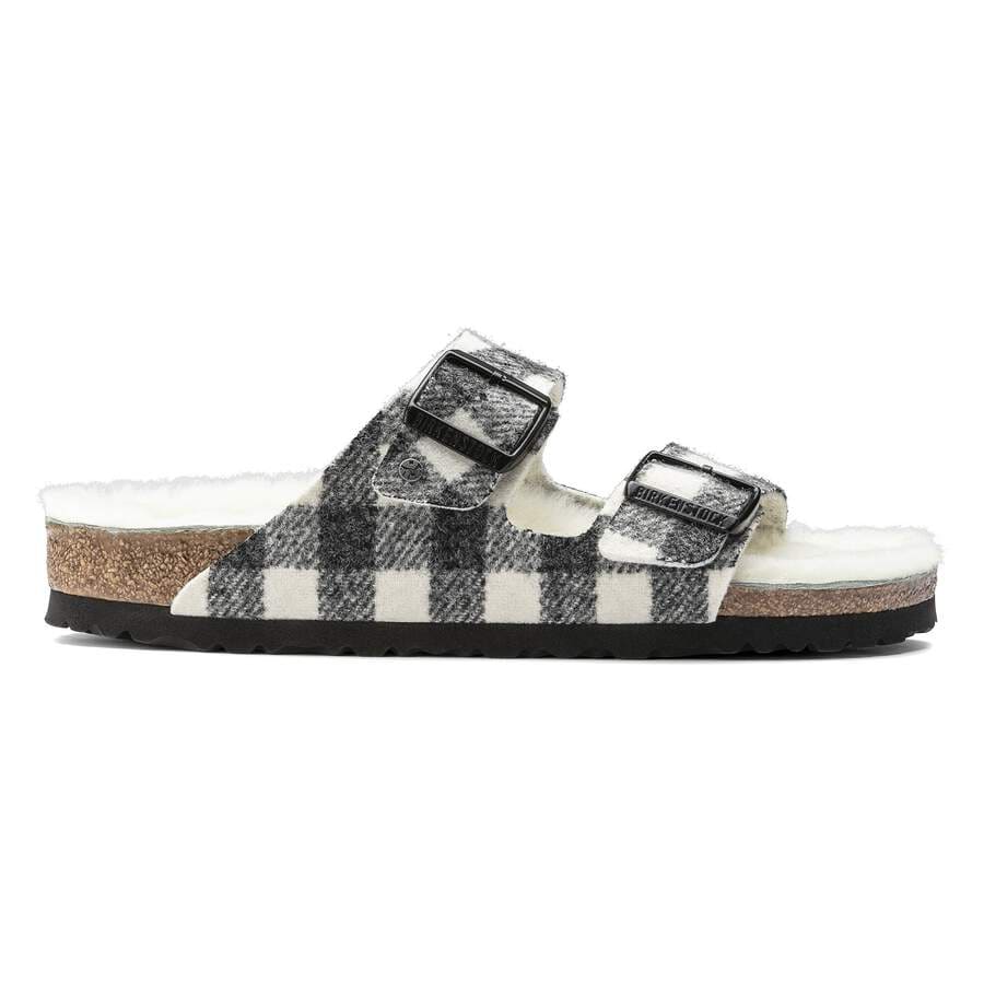 Arizona Shearling Suede Leather/Fur - Plaid White