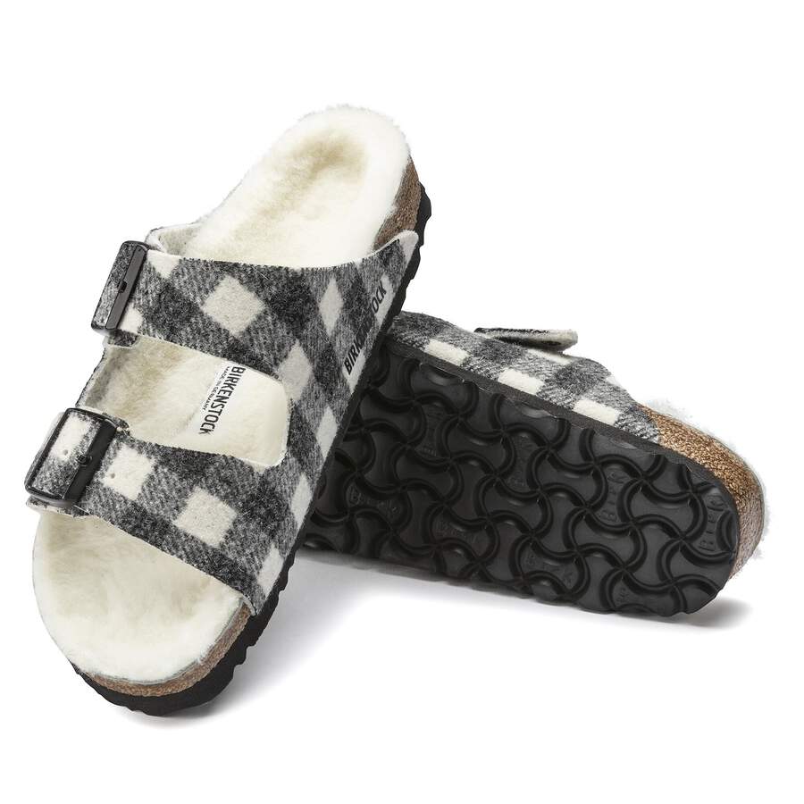Arizona Shearling Suede Leather/Fur - Plaid White