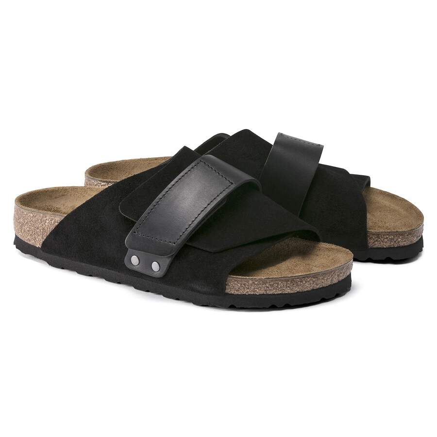 Kyoto Waxy Leather/Suede Leather - Black