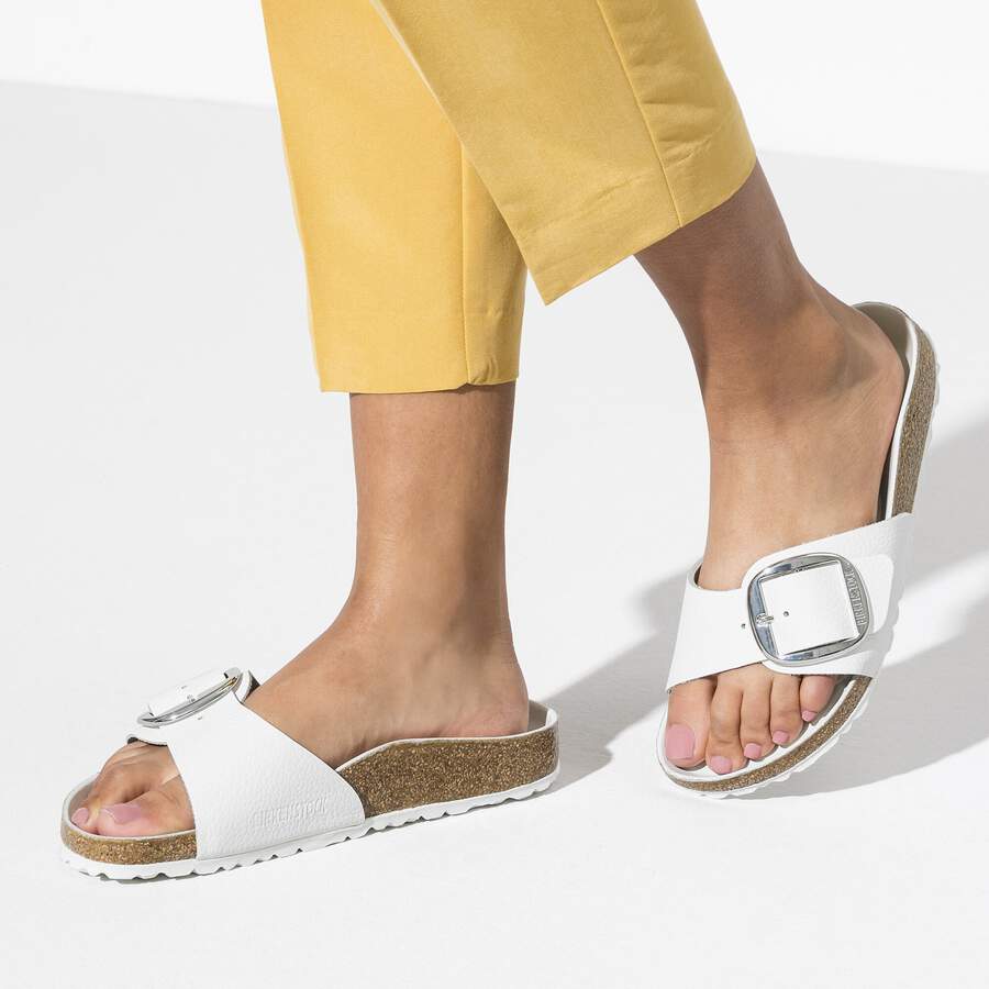 Madrid Big Buckle Natural Leather - White