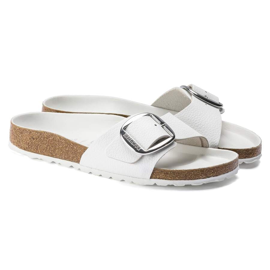 Madrid Big Buckle Natural Leather - White