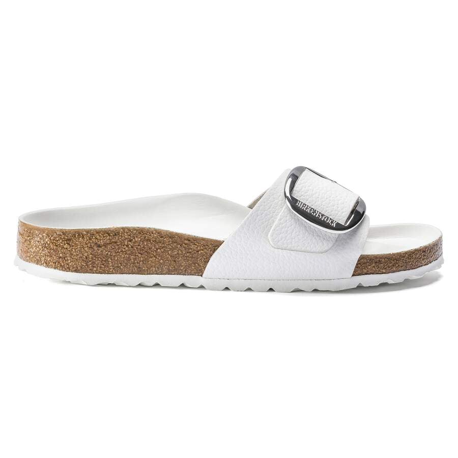 Madrid Big Buckle Natural Leather - White