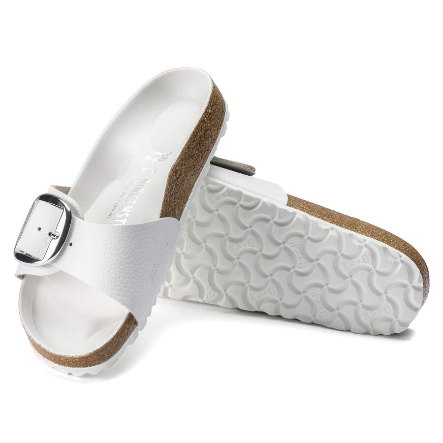 Madrid Big Buckle Natural Leather - White