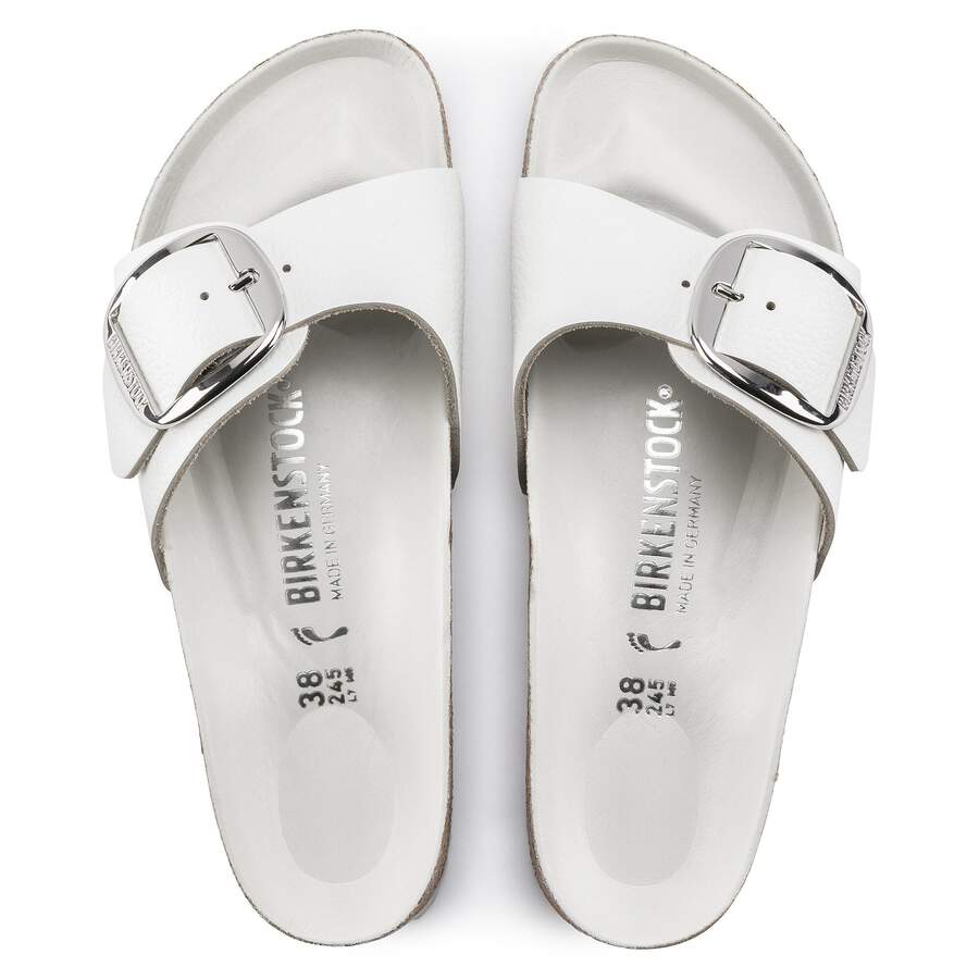 Madrid Big Buckle Natural Leather - White
