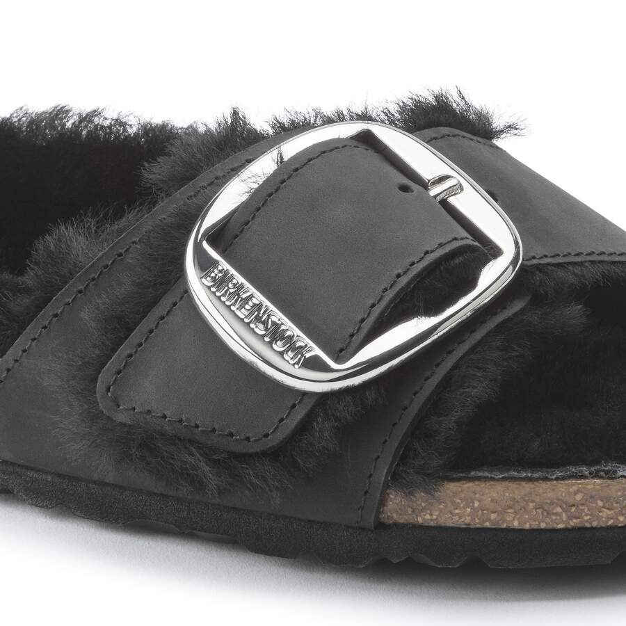 Madrid Big Buckle Shearling Natural Leather Oiled - Black