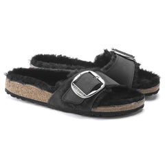 Madrid Big Buckle Shearling Natural Leather Oiled - Black