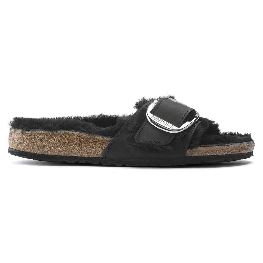 Madrid Big Buckle Shearling Natural Leather Oiled - Black