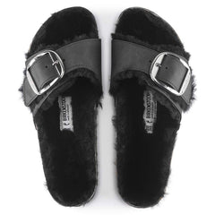 Madrid Big Buckle Shearling Natural Leather Oiled - Black