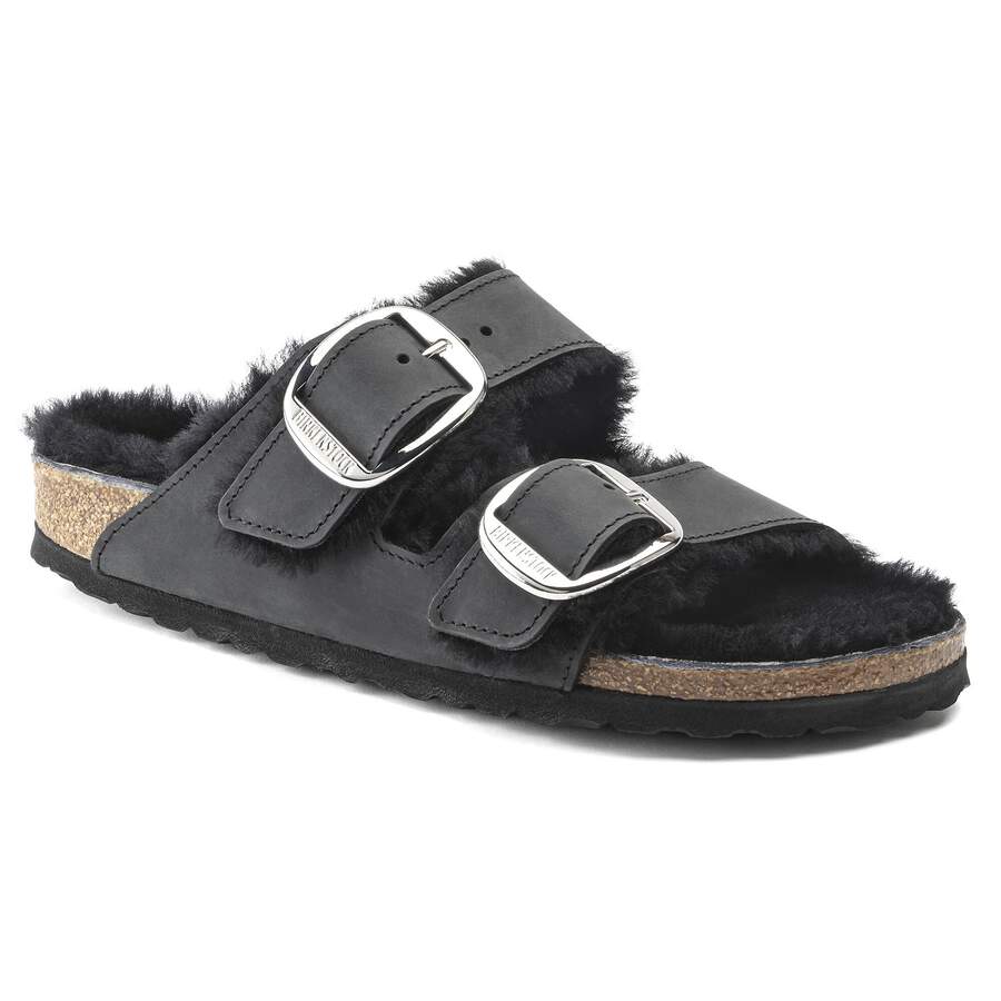 Arizona Big Buckle Shearling Natural Leather Oiled - Black