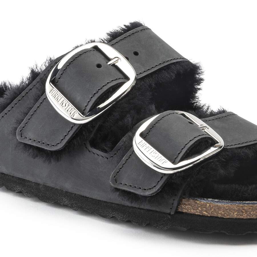 Arizona Big Buckle Shearling Natural Leather Oiled - Black