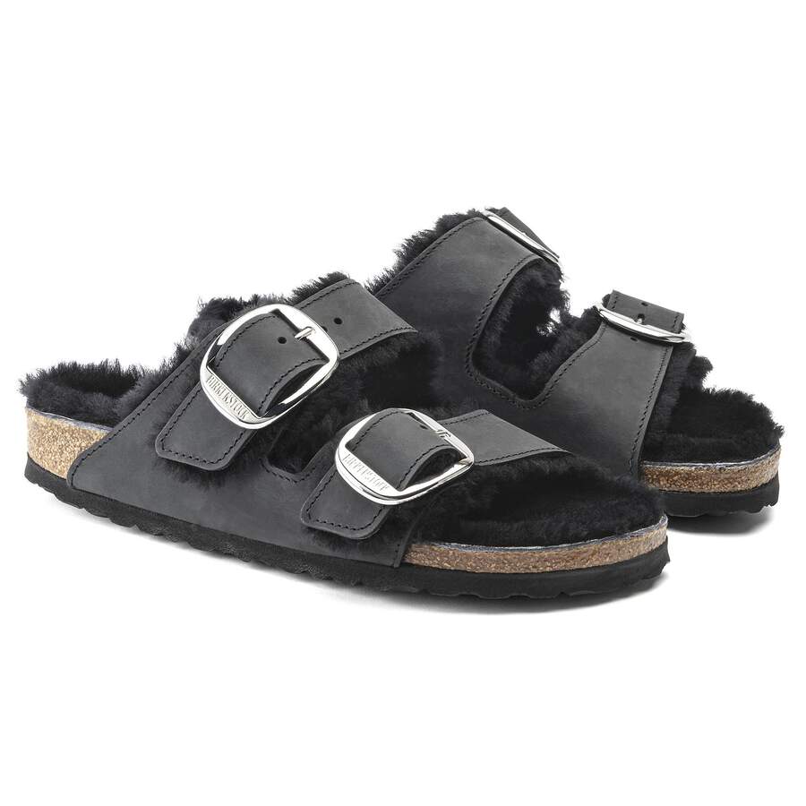 Arizona Big Buckle Shearling Natural Leather Oiled - Black