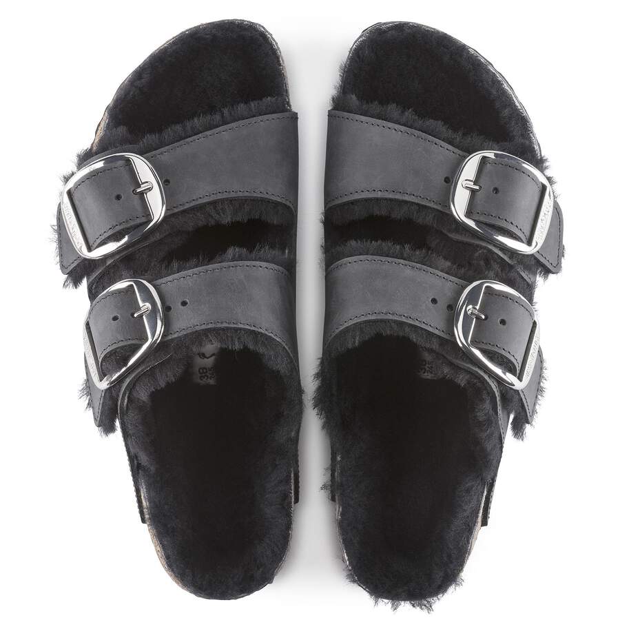 Arizona Big Buckle Shearling Natural Leather Oiled - Black