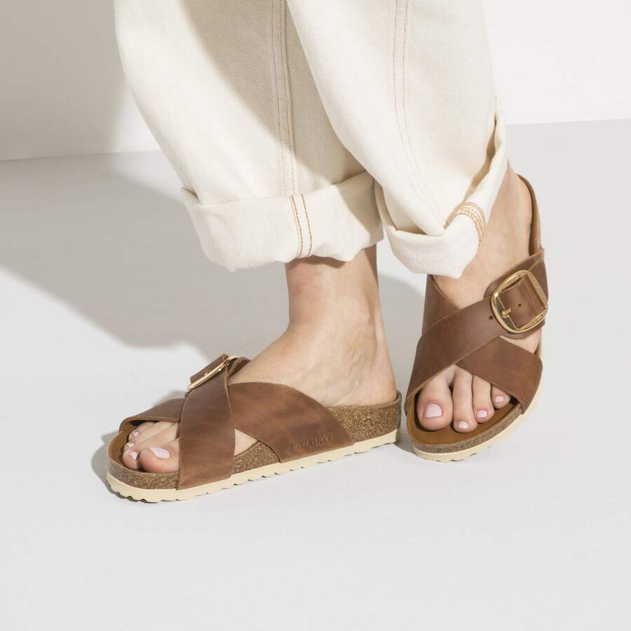 Siena Big Buckle Natural Leather Oiled - Cognac