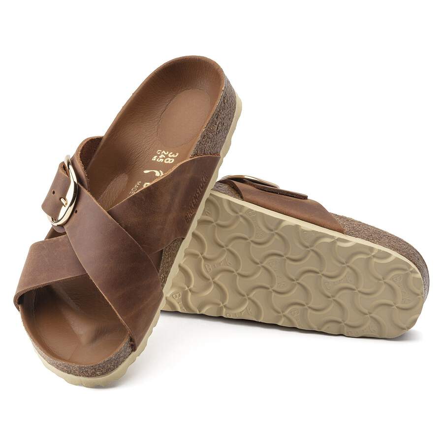 Siena Big Buckle Natural Leather Oiled - Cognac