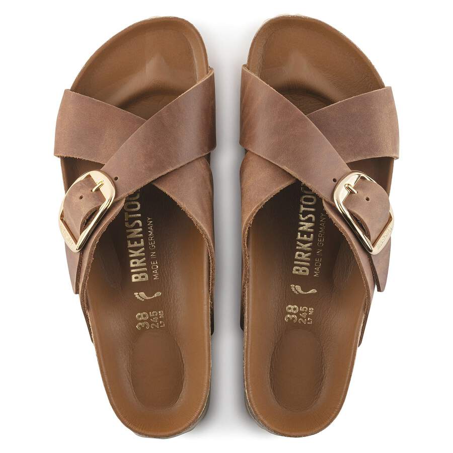 Siena Big Buckle Natural Leather Oiled - Cognac