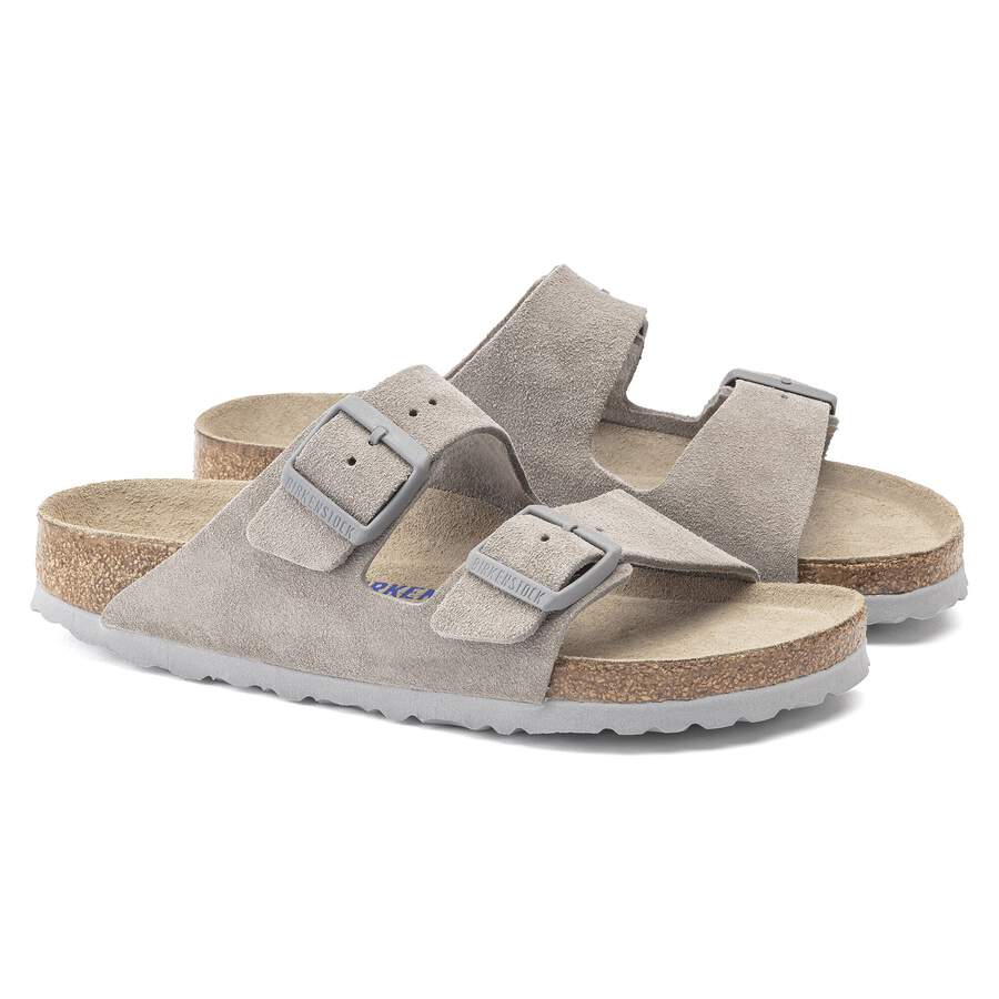 Arizona Soft Footbed Suede Leather - Stone Coin
