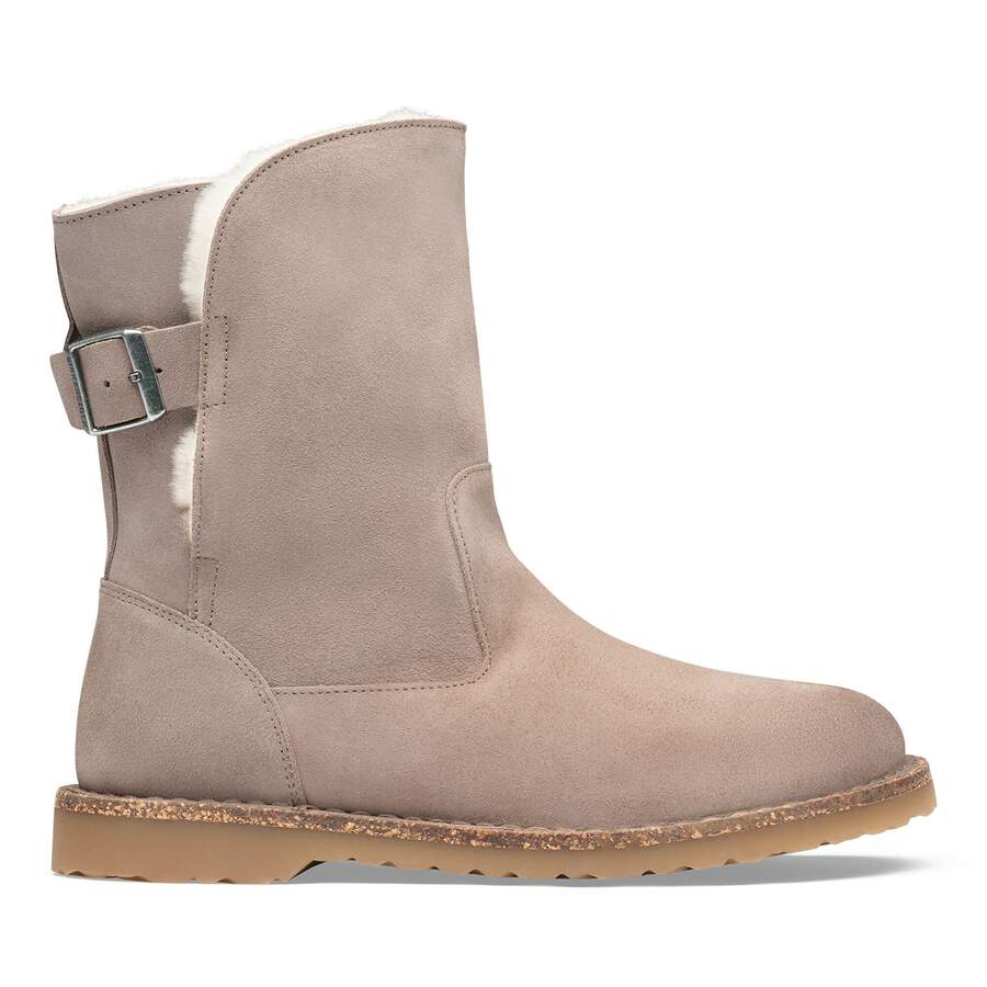 Uppsala Shearling Suede Leather - Desert Dust Gray Taupe