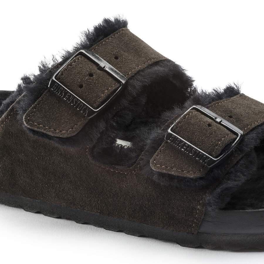 Arizona Shearling Suede Leather/Fur - Mocha/Black