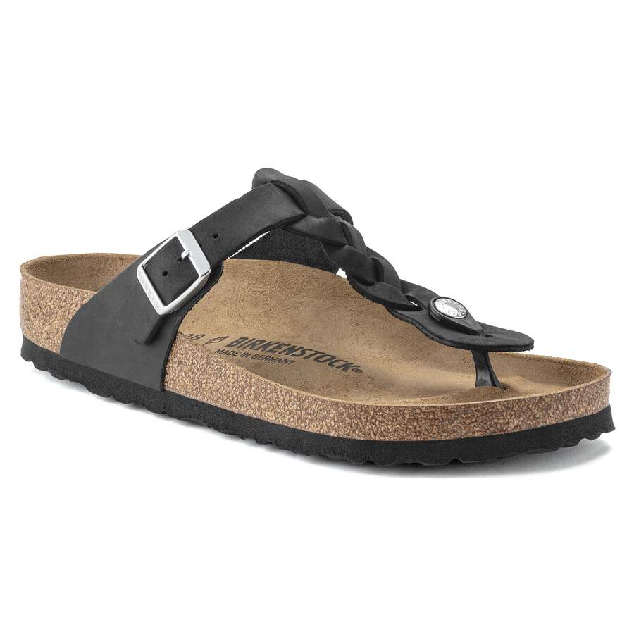 Gizeh Braided Natural Leather Oiled - Black